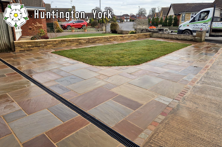 Driveway extention with turf and flower bed York